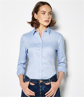 Kustom Kit Ladies Long Sleeve Tailored Stretch Oxford Shirt